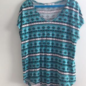 Teal Patterned Stripe Top